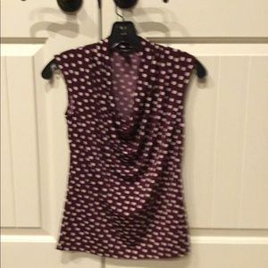 Burgundy and white polkadotted blouse